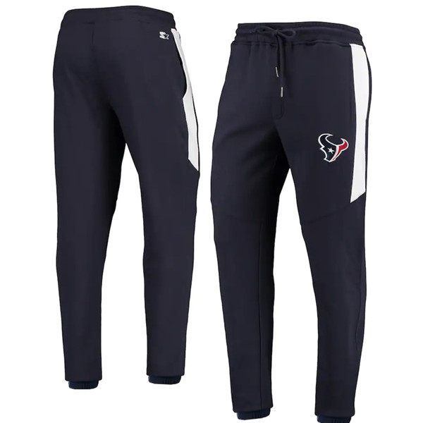 Men's Navy/White Houston Texans Starter Goal Post Fleece Pants